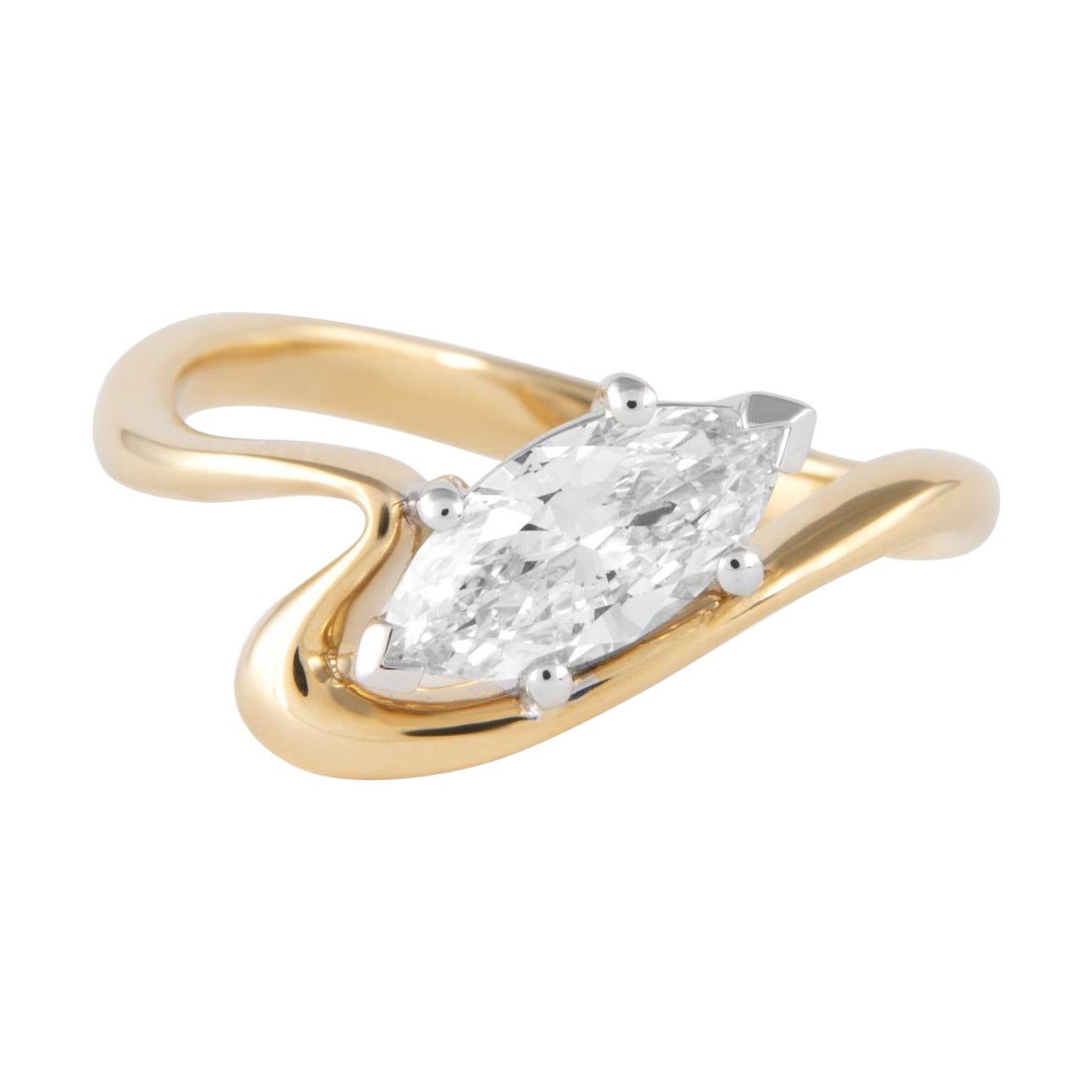 Alexander Beverly Hills GIA 0.73ct Marquise Diamond Abstract Ring 18k Gold