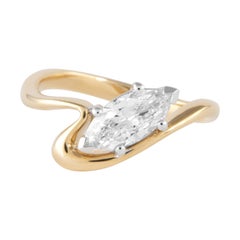 Alexander Beverly Hills GIA 0.73ct Marquise Diamond Abstract Ring 18k Gold