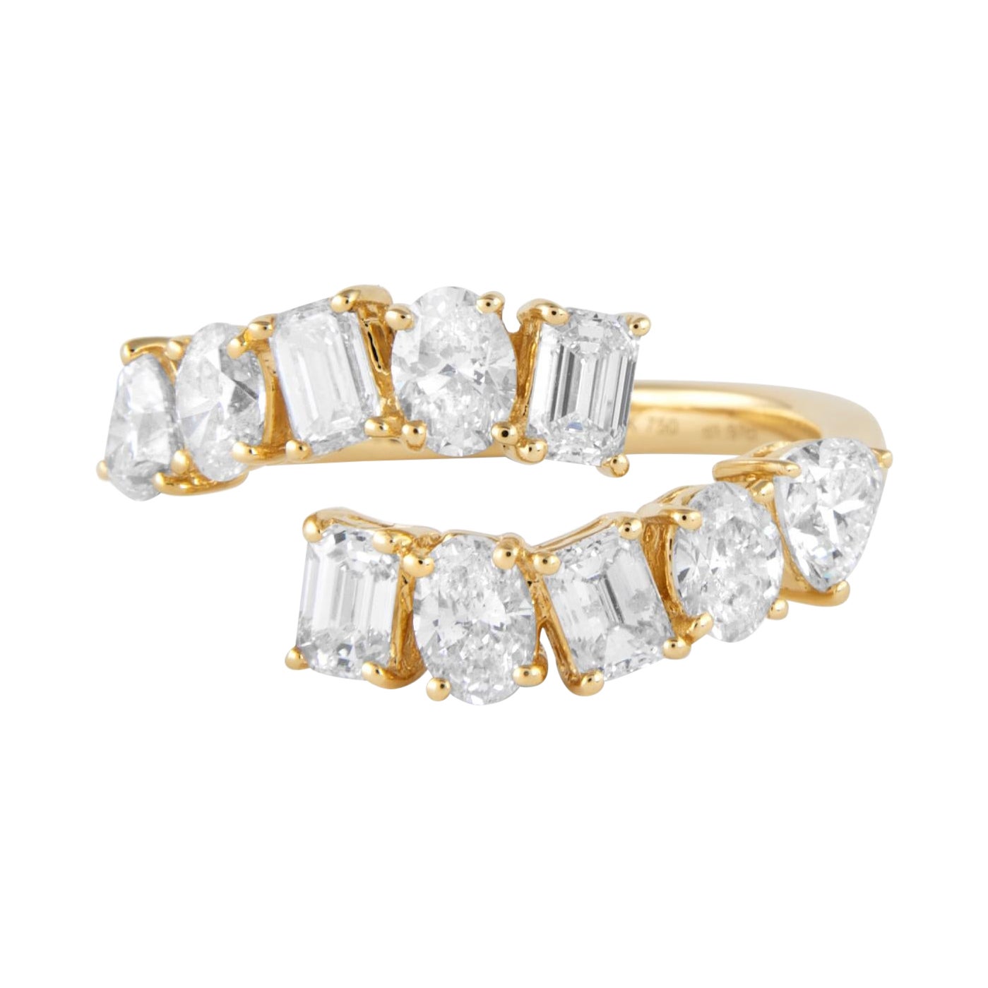 Alexander Beverly Hills 1,97 Karat Multi Diamant Bypass-Ring 18k Gelbgold