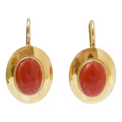 Coral, 18 Karat Yellow Gold Earrings.