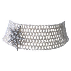 Marina J. Stunning Seed Pearl Woven Choker with Silver Adjustable Clasp