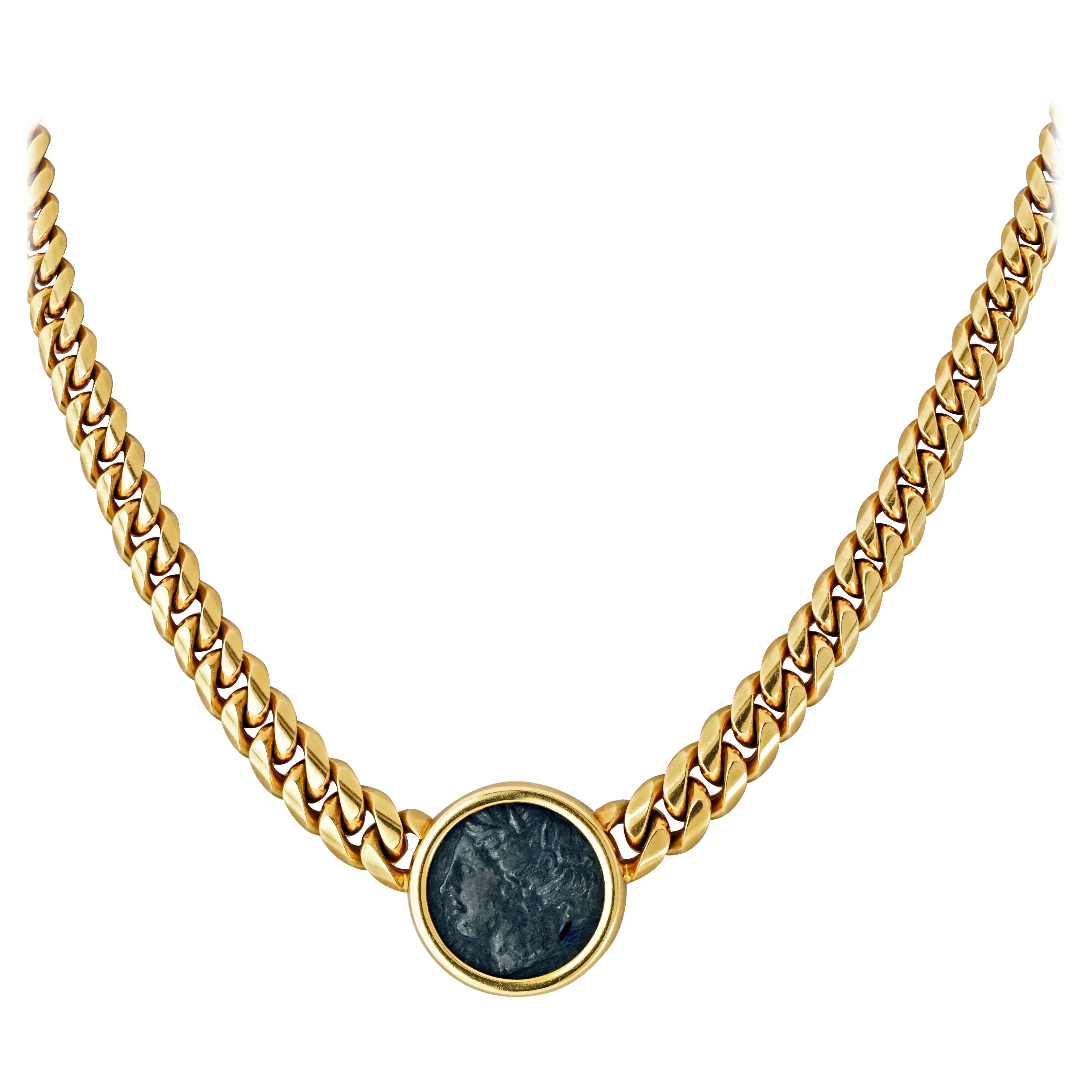 Bvlgari 18K Yellow Gold Monete 4th Century BC Coin Necklace