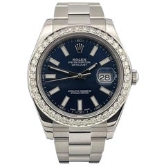 Rolex Datejust II 41MM Factory Blue Dial Montre avec lunette en diamants de 2,50 carats 116300