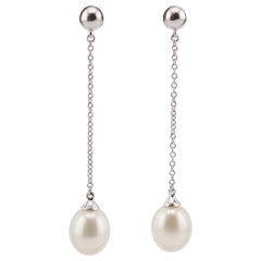 Tiffany & Co. Pearl 18K White Gold Dangle Earrings