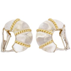 rock Crystal Gold shrimp design earrings 