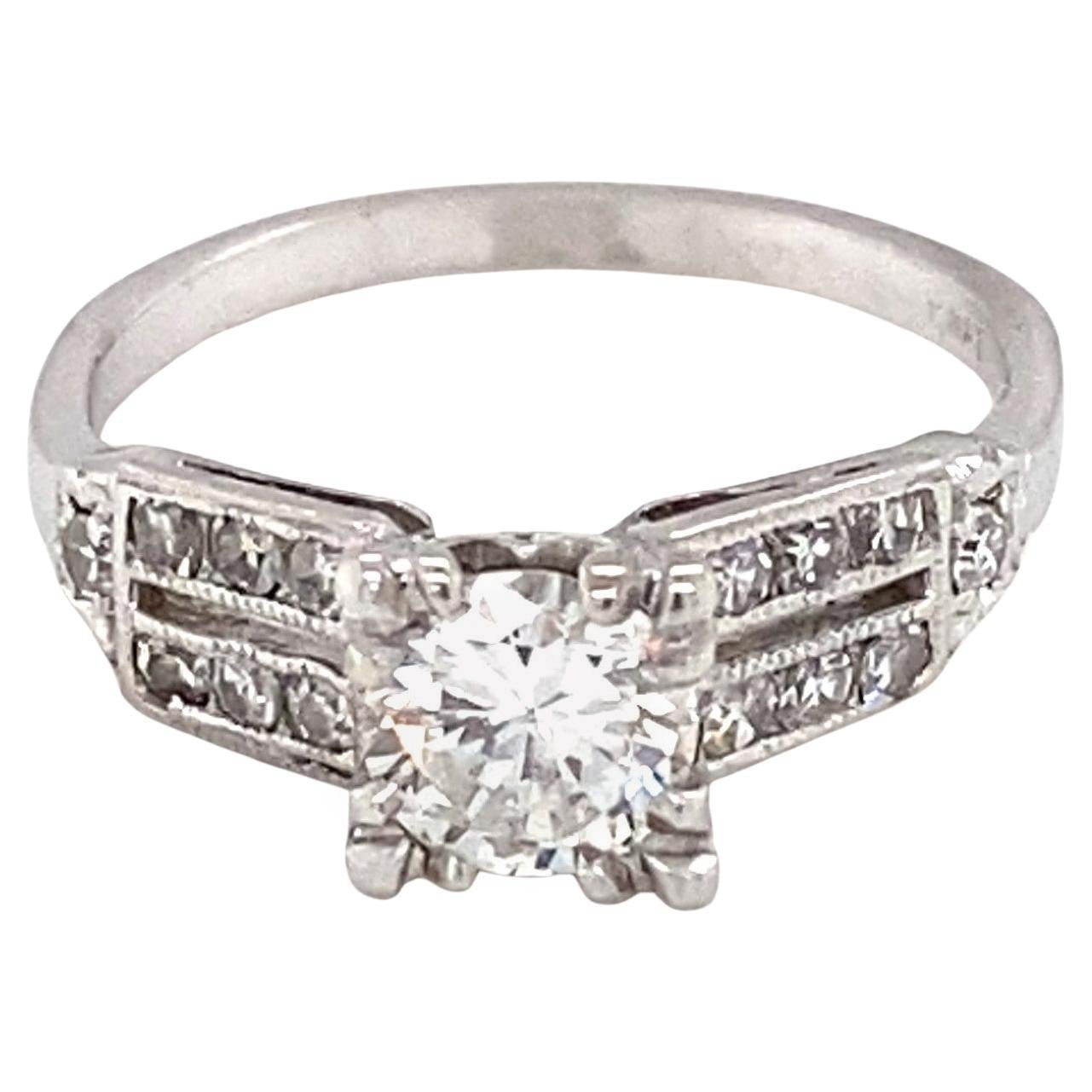 Vintage 1950s Platin und Diamant Verlobungsring