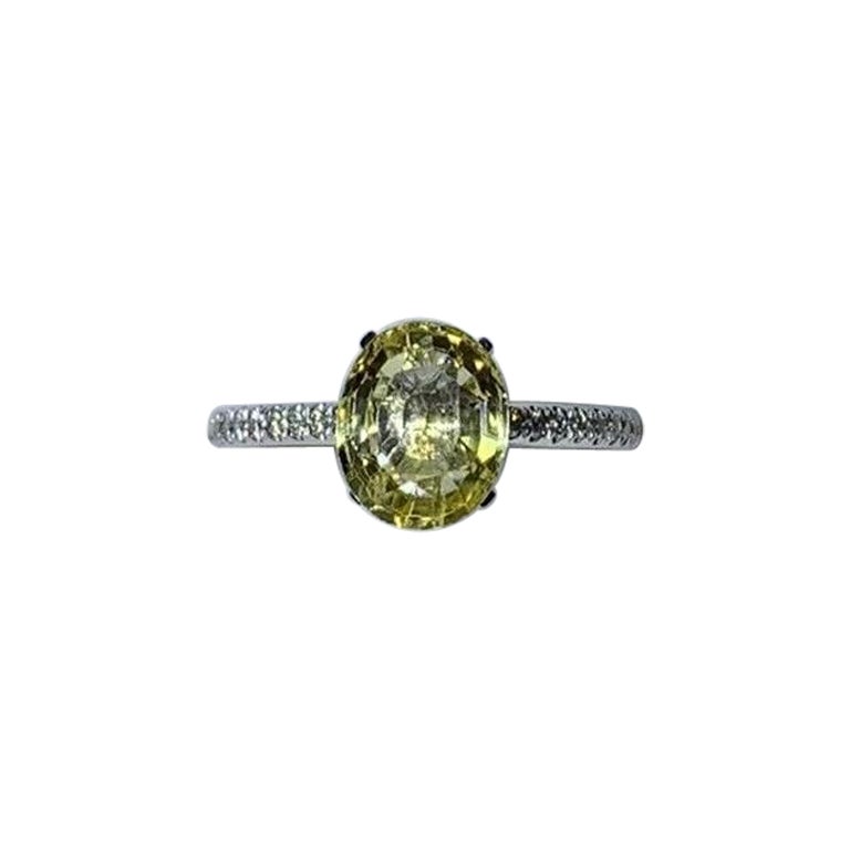 2.50ct Yellow sapphire diamond engagement ring 18ct white gold