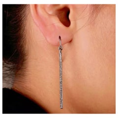 Pendiente de barra Diamante pavé Plata 925 Pendiente de barra para mujer Bonito regalo.