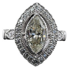 Marquise Diamond Ring 18K White Gold Engagement 3.10 TDW Del Co