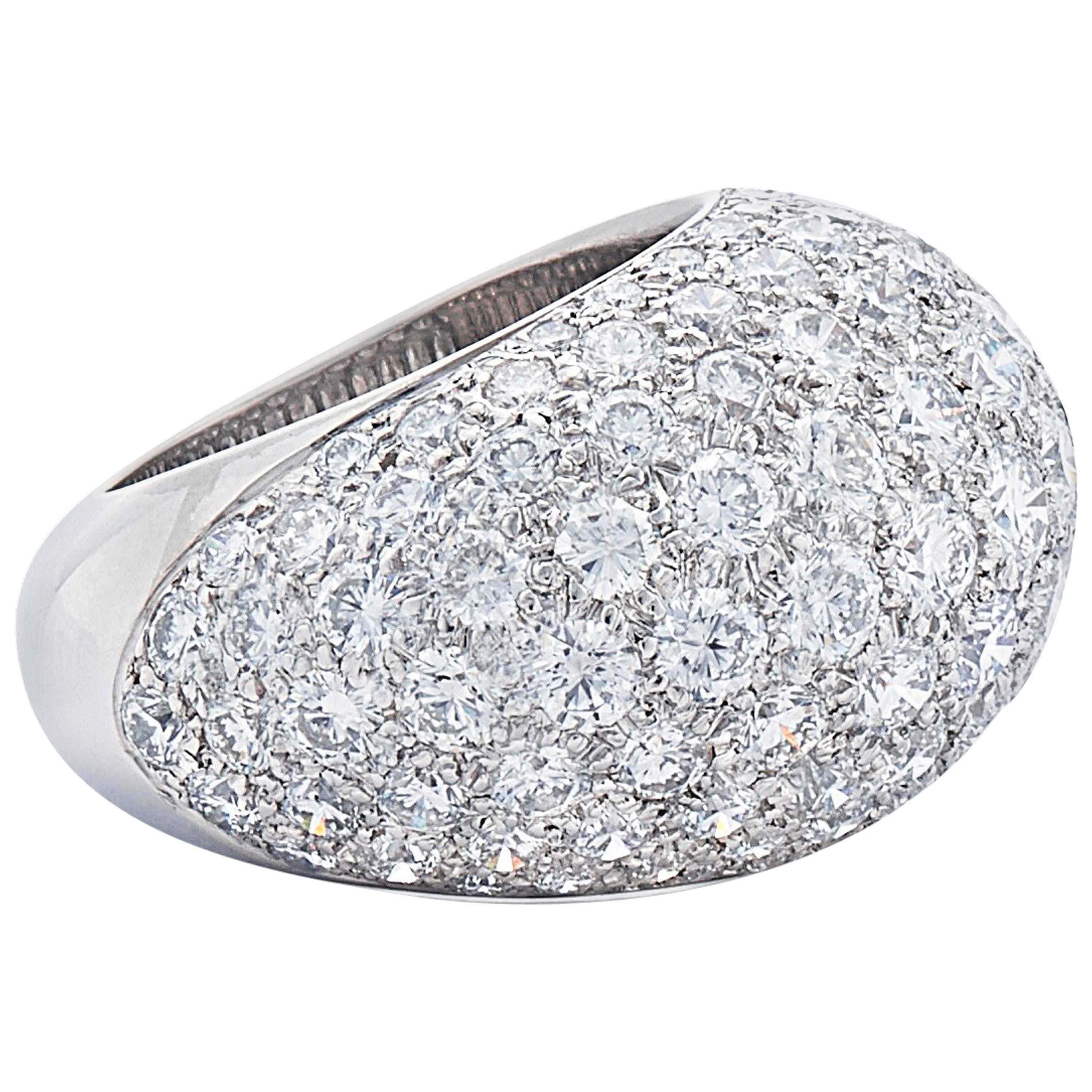 Pave Diamond Bombe Ring, French, circa 1950s For Sale