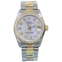 Rolex Datejust 31mm 18K Yellow Gold Steel Oyster MOP Diamond Dial Watch 68273