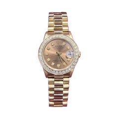 Rolex Datejust President 18k Yellow Gold Diamond Bezel Ladies 31mm Watch 68278