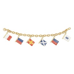Vintage 1980s Hermes Nautical Flags Charm Bracelet