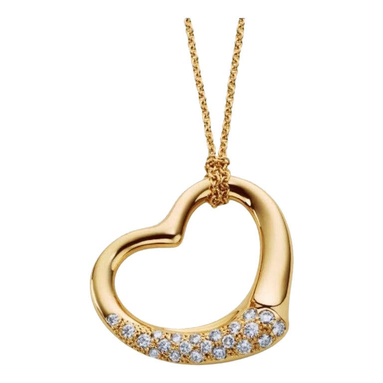 TIFFANY & Co. Collar con Colgante Corazón Abierto de Diamantes Elsa Peretti de Oro de 18 K y 0,36 ct