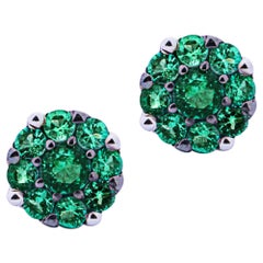 Alex Jona 18 Karat White Gold Emerald Stud Earrings