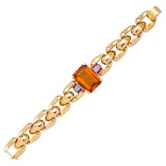 Retro Period Citrine, Ruby & Diamond Bracelet