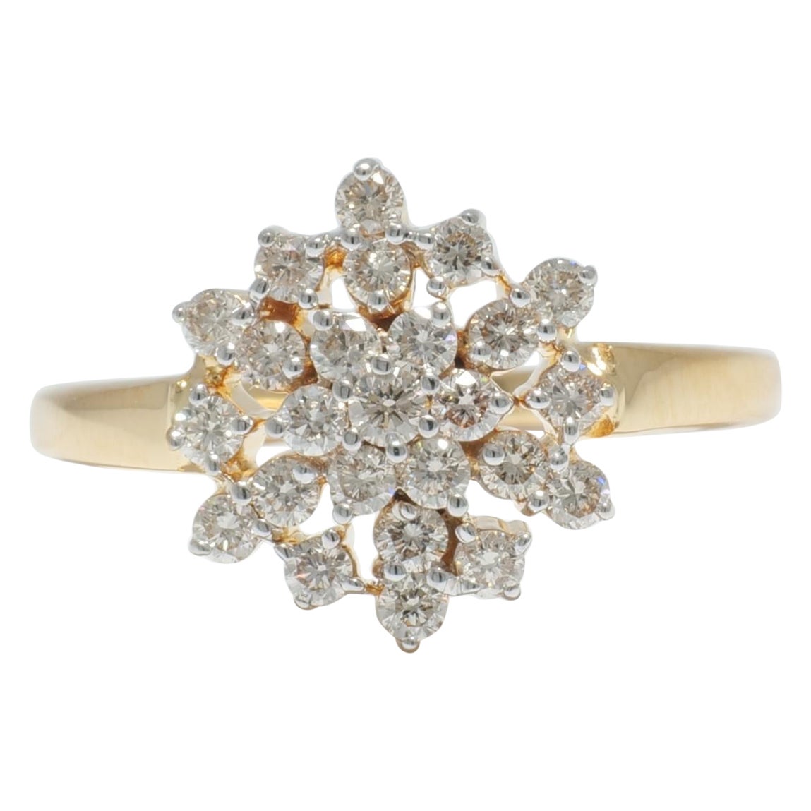Cluster Schneeflocken Diamantring aus 14k massivem Gold (zertifiziert)