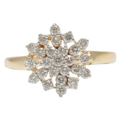 Cluster Schneeflocken Diamantring aus 14k massivem Gold (zertifiziert)