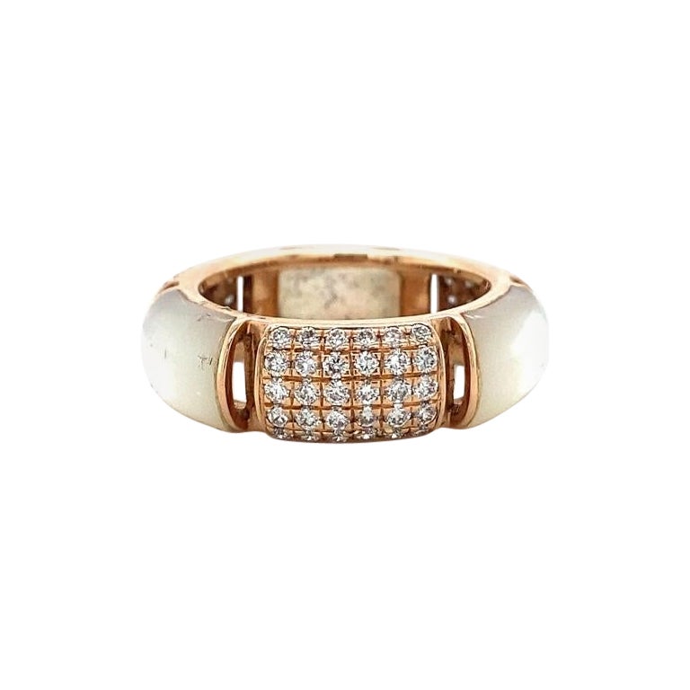 Mother of Pearl Diamond Ring in 14K Solid Gold (Certified)