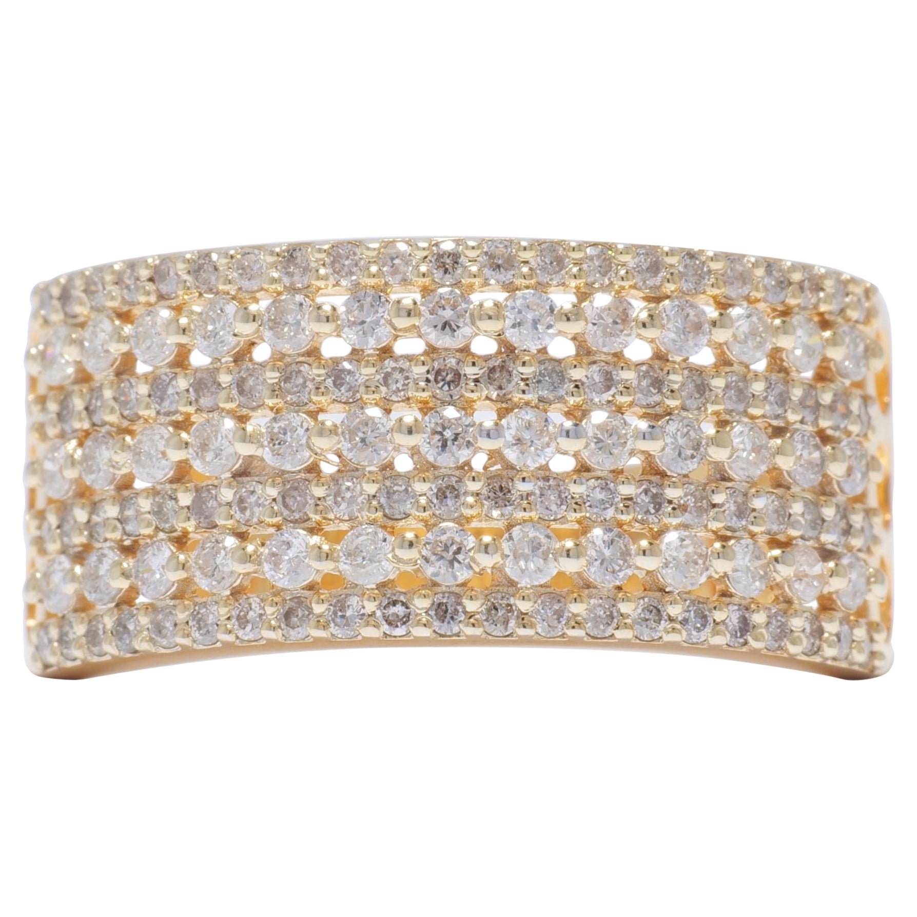 Anillo ancho de diamantes de eternidad en oro macizo de 14k (certificado)
