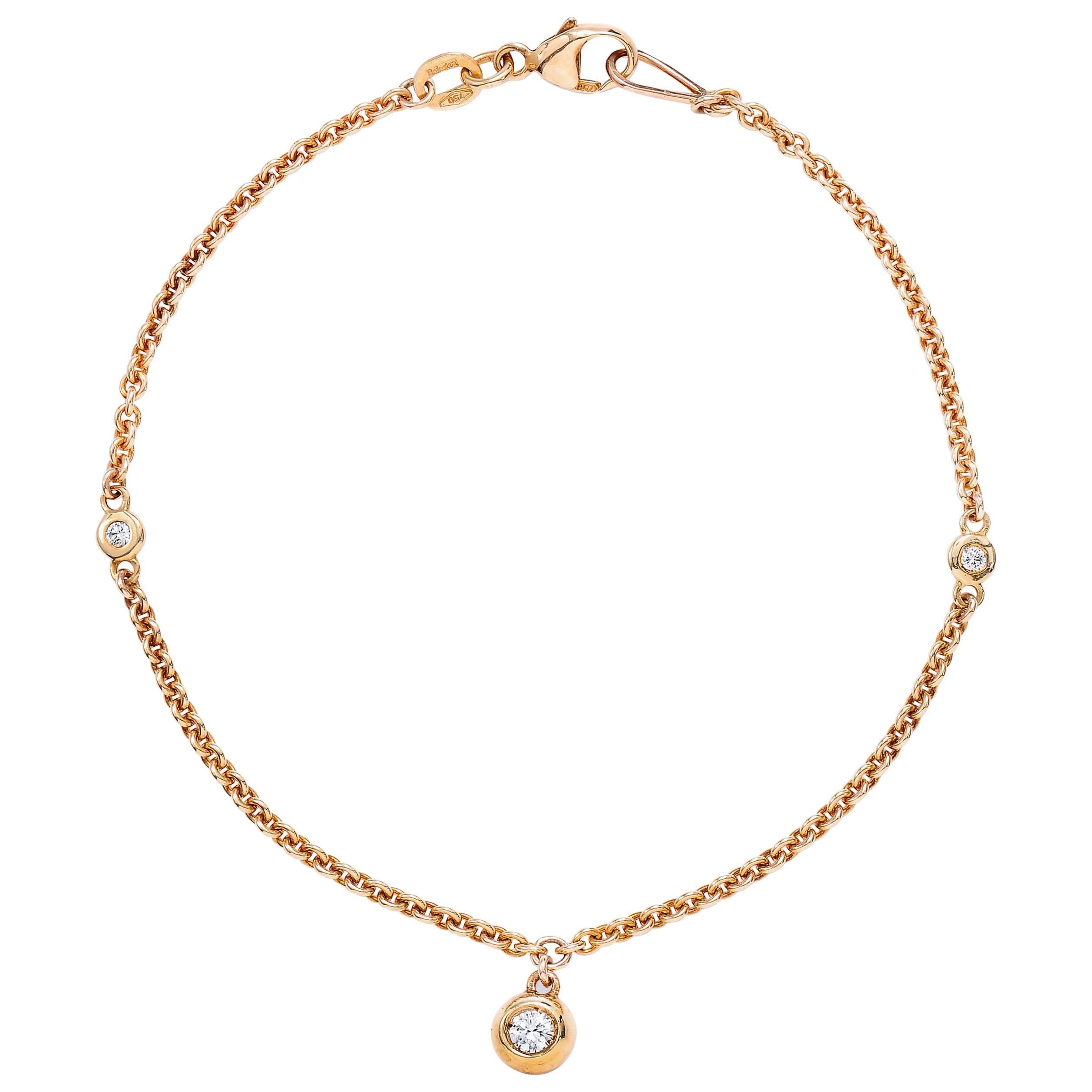 H & H Minimal Diamond Yellow Gold Bracelet