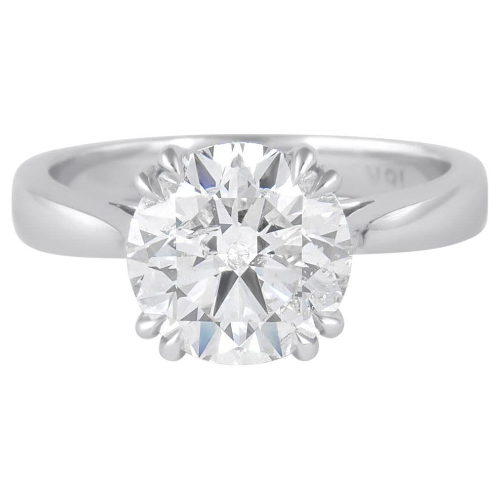 HRD Certified  3.02ct Round Brilliant Diamond Engagement Ring 18k White Gold