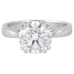 HRD Certified  3.02ct Round Brilliant Diamond Engagement Ring 18k White Gold