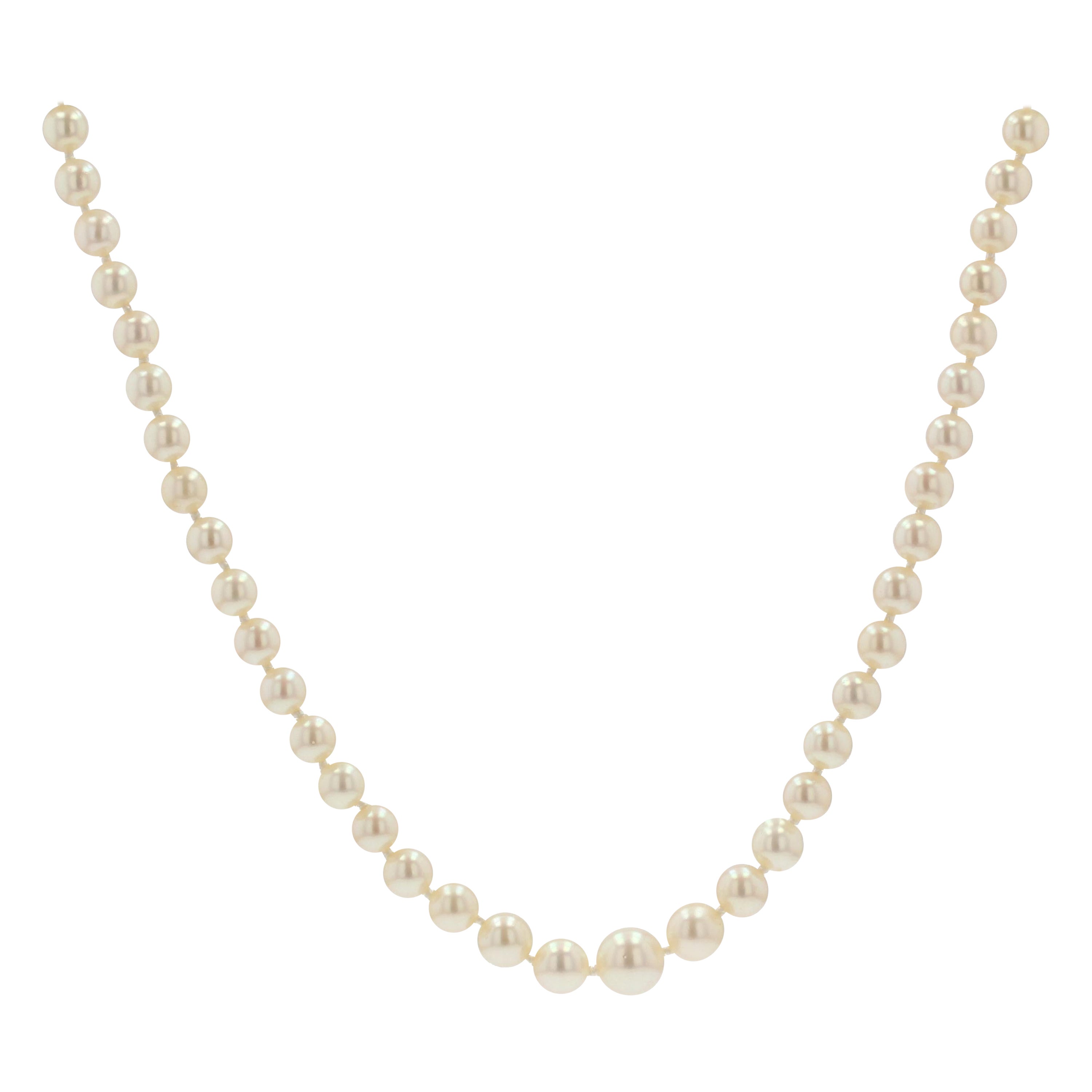 1950s Cultured Round White Pearl Necklace For Sale