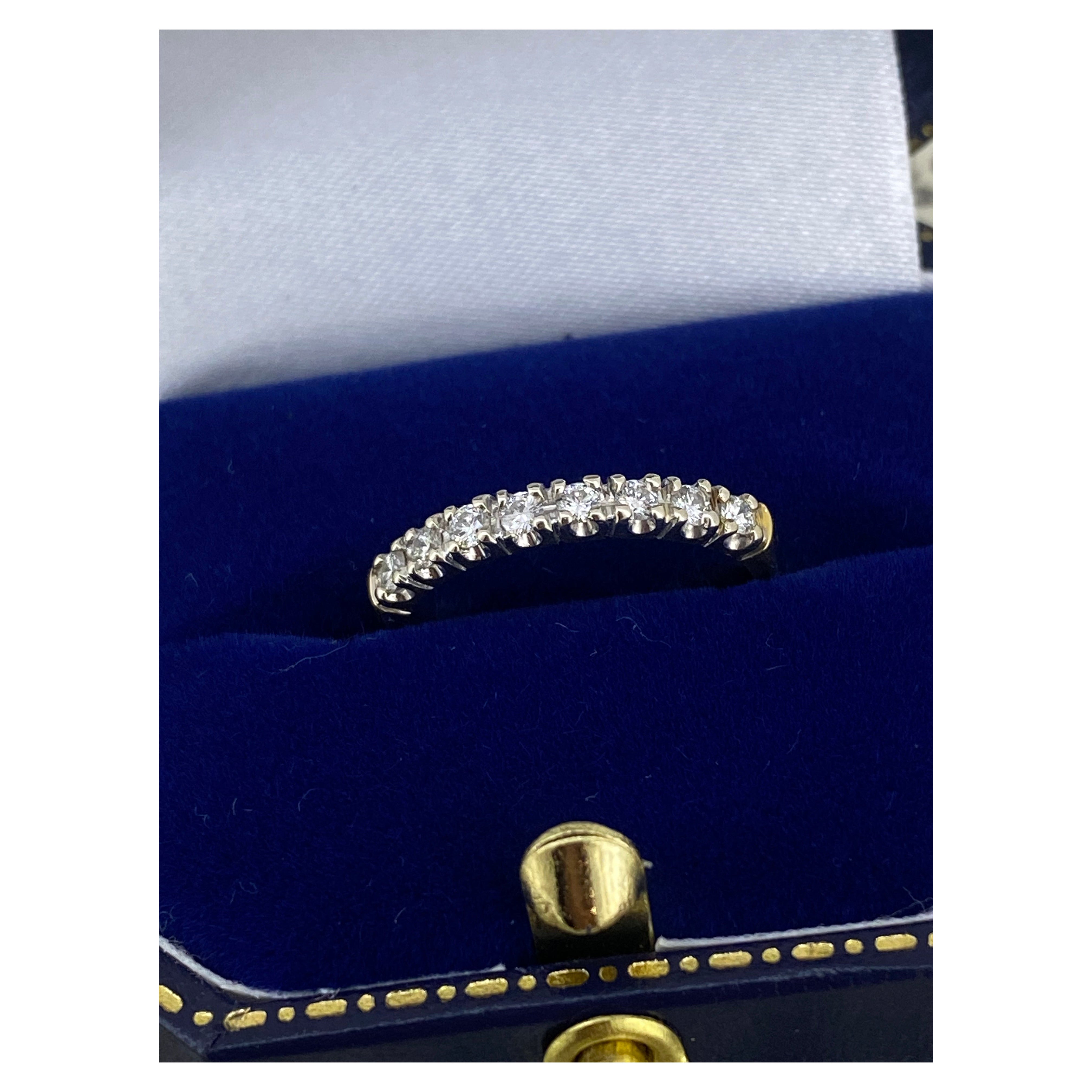 Eight-Stone Diamond (Castle Set) Half-Eternity Band in 18K White & Yellow Gold