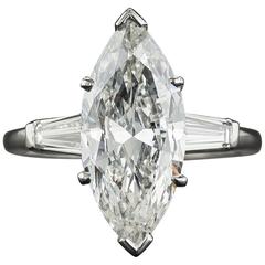 3.71 Carat Marquise Diamond Platinum Ring - GIA
