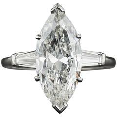 3.71 Carat Marquise Diamond Platinum Ring 10