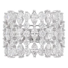 3.99 Carat Marquise & Round Diamond Cage Ring 18 Karat White Gold Fine Jewelry