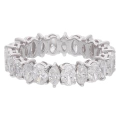 Anillo de Diamantes Oval y Marquesa de 3,80 Quilates Oro Blanco de 18 Kilates Joyería Fina