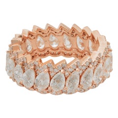 4.55 Carat Round & Pear Diamond Band Ring 18 Karat Rose Gold Handmade Jewelry