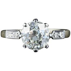 Antique Edwardian Diamond Yellow Gold Platinum Solitaire Engagement Ring 2