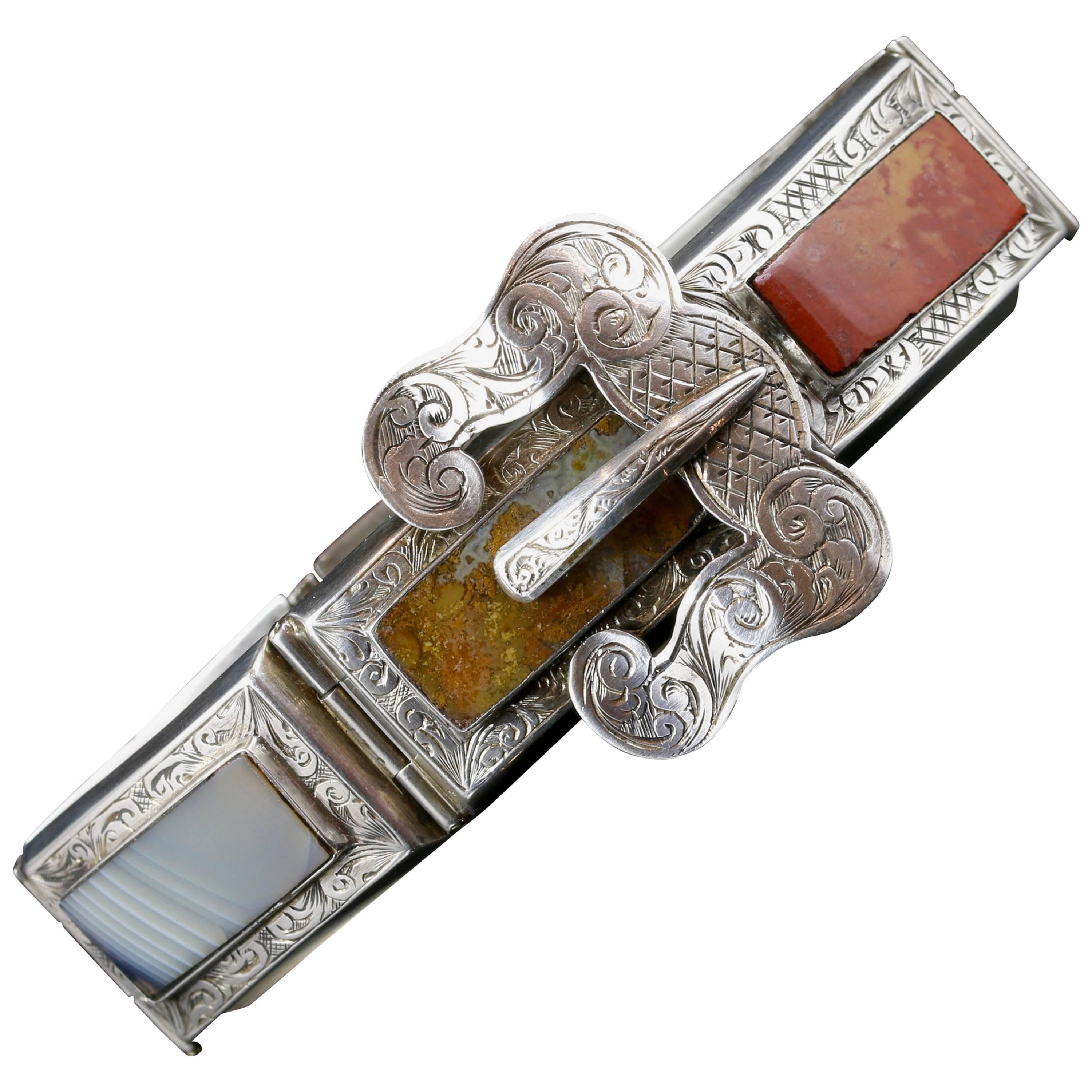 Antique Victorian Silver Scottish Bracelet Buckle Clasp