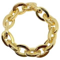 Carlo Weingrill Yellow Gold Link Chain Cuff Bangle Bracelet