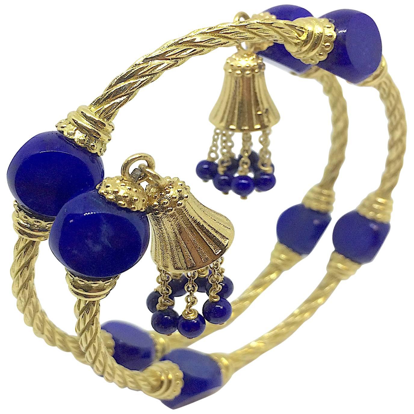 Carlo Weingrill Lapis Lazuli Gold Bracelet For Sale