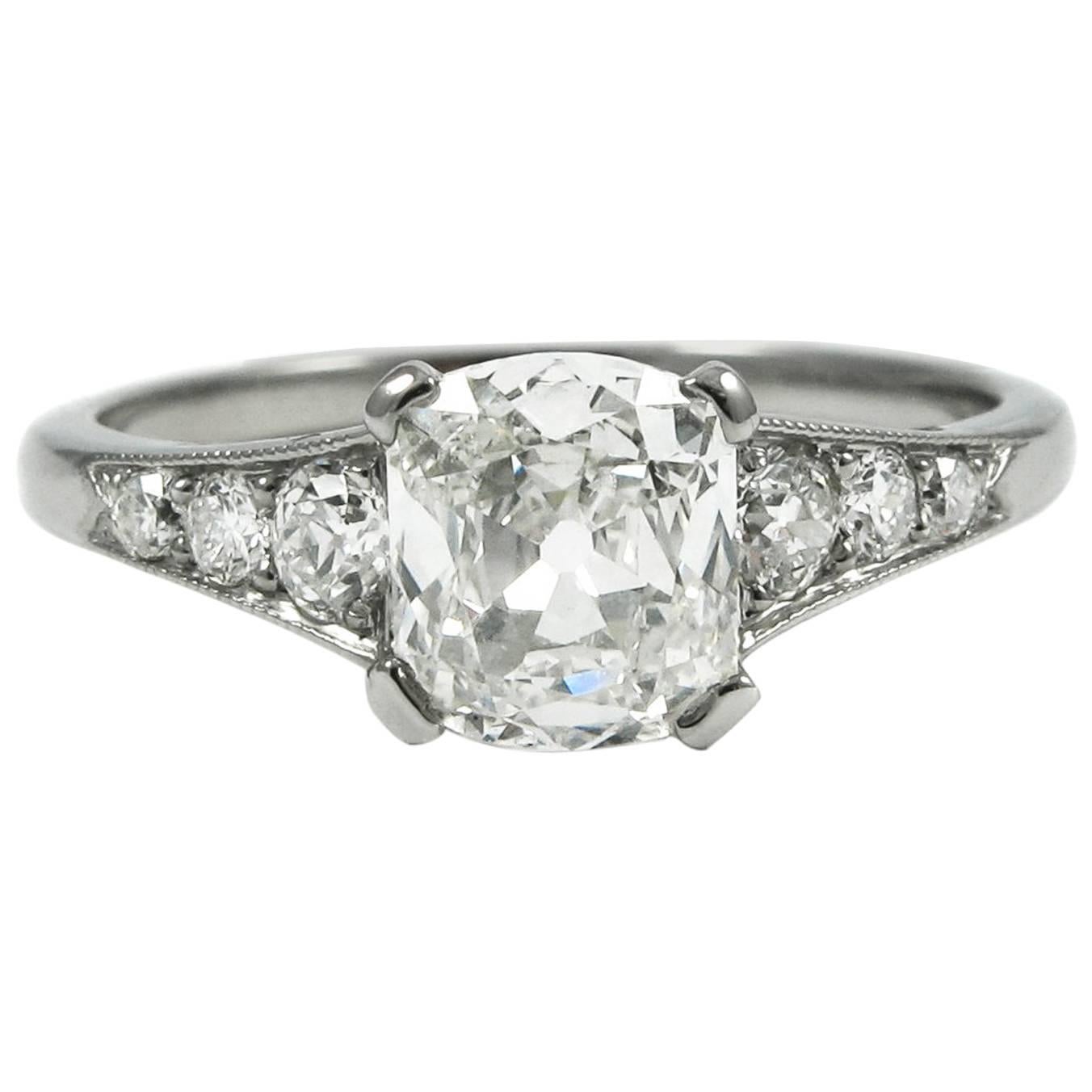 J. Birnbach 1.07 carat Antique Cushion Diamond White Gold Engagement Ring