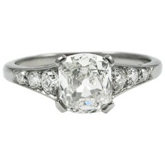 J. Birnbach Bague de fiançailles en or blanc avec diamant taille coussin antique de 1,07 carat