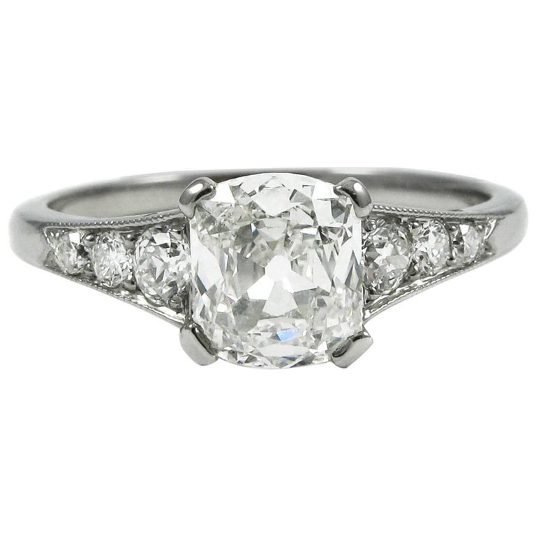 Charming GIA Certified 1.07 Carat Old Mine Cut Diamond White Gold Ring ...