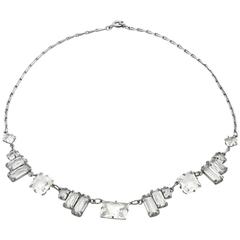 Art Deco Square Quartz Crystal Necklace