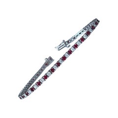 Elegance Bracelet Tennis en or blanc 18K - Spinelle rouge et diamant