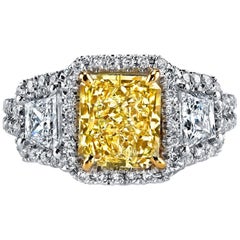 2.03 Carat Fancy Yellow Diamond Gold Engagement Ring