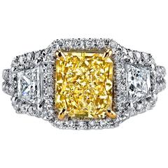 2.03 Carat Fancy Yellow Diamond Gold Engagement Ring 3