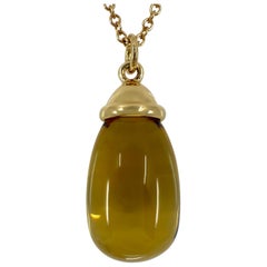 Rare Tiffany & Co. Paloma Picasso Citrine 18k Yellow Gold Drop Pendant Necklace