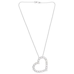 4.3 Carat SI Clarity HI Color Pave Diamond Heart Charm Pendant Necklace 18k Gold