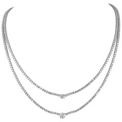 Alexander Beverly Hills Collana Tennis a 2 file di diamanti da 13,48 carati in oro bianco 18 carati