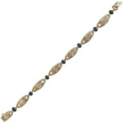 Edwardian French Sapphire Yellow Gold Sawmill Bracelet, Circa 1910