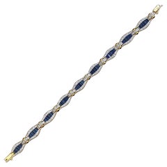 Vintage-Armband mit Saphiren und Diamanten, 18 Karat Gelbgold, um 1980
